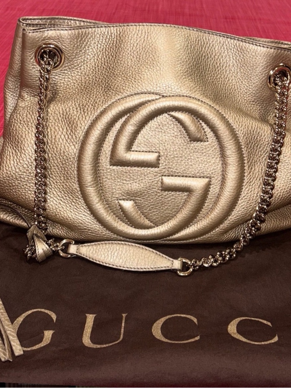 Gucci Metallic Gold Shoulder Bag with Chain Strap